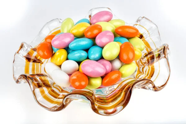 Huevos Pascua Coloridos Tazón Vidrio —  Fotos de Stock