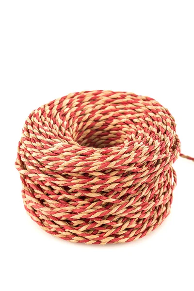 Close Red White Striped Rope Isolated Background — Φωτογραφία Αρχείου