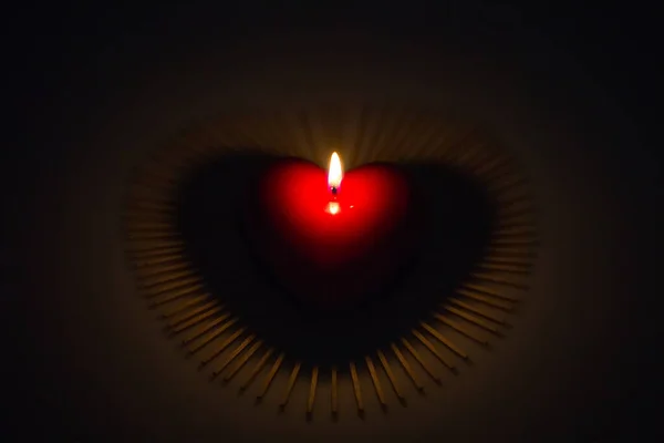 Beautful View Burning Candle Black Background — 스톡 사진