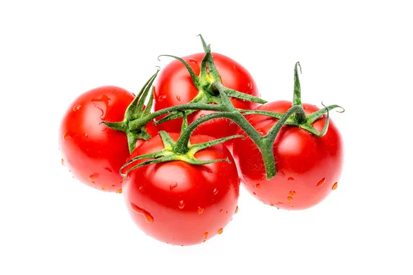 新鮮なジューシーな赤いトマトと半分に切り分けられた白い背景 — ストック写真