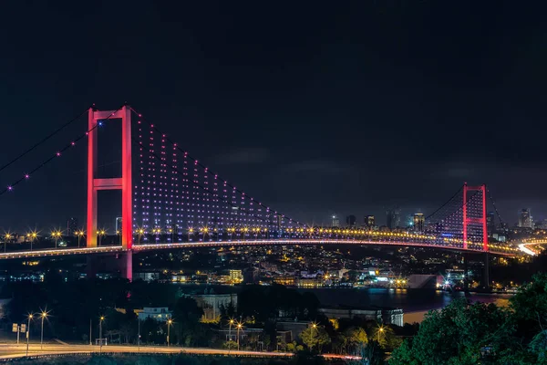 Vista Nocturna Del Puente Del Bósforo Estambul —  Fotos de Stock