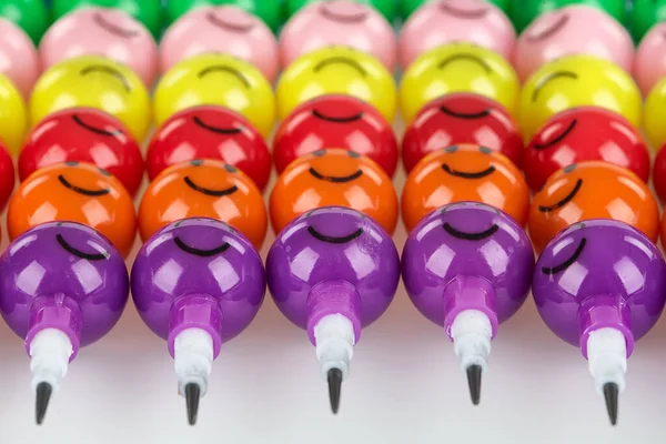 Pens Funny Faces Close View — Stock Photo, Image