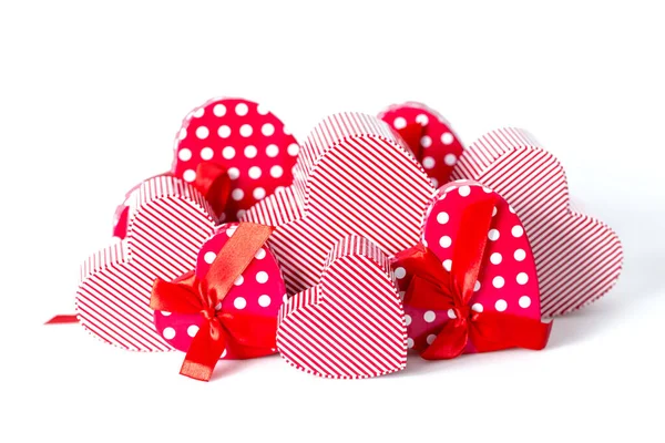 Red Hearts Boxes Isolated White Background — Fotografia de Stock