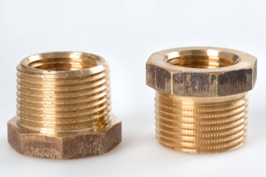 metal fittings for plumbing and spare parts isolated on white background