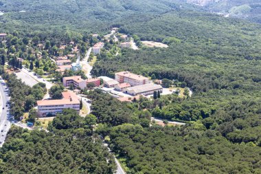 View of Koc University, from a helicopter. Koc University, Rumeli feneri Campus Sariyer in Istanbul.