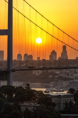 beautiful landscape of Bosphorus bay with sunset over Istanbul, Turkey