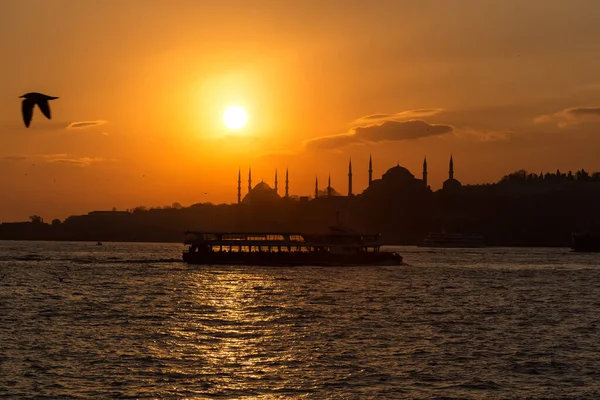 Hagia Sophia Kék Mecset Naplemente Idején Isztambulban Törökországban — Stock Fotó