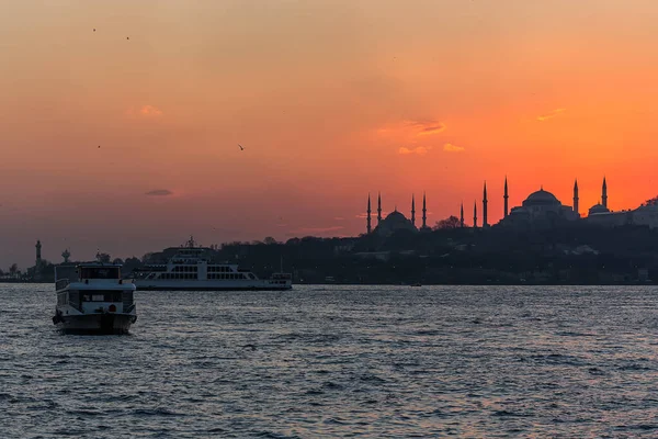 Hagia Sophia Kék Mecset Naplemente Idején Isztambulban Törökországban — Stock Fotó