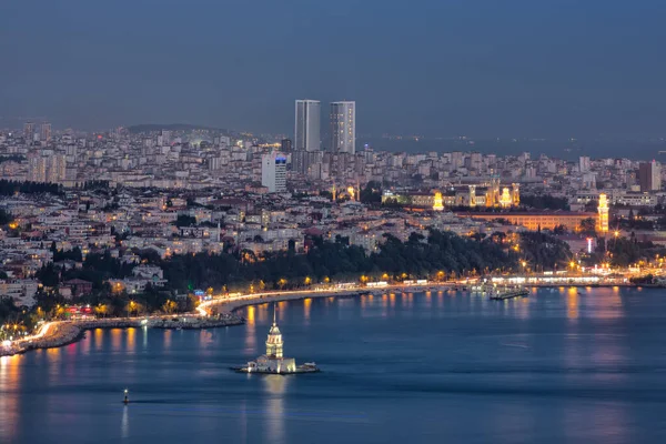 Torre Donzela Com Céu Pôr Sol Istambul Turquia Torre Donzela — Fotografia de Stock