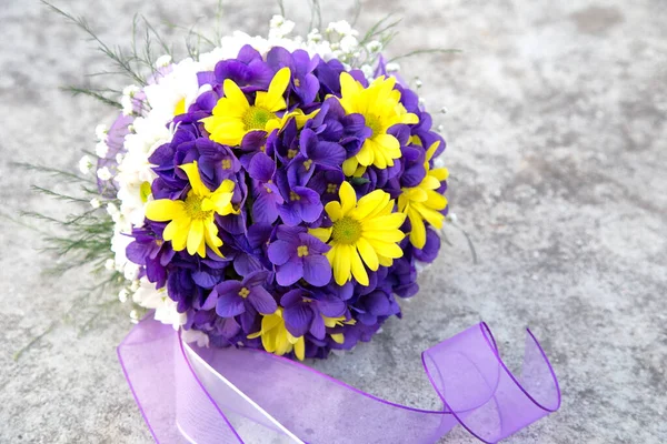 Beautiful Bouquet Flowers Stone Background — Stockfoto