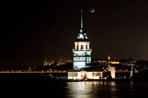 Девичья Башня Закатом Стамбуле Турция Девичья Башня Символ Стамбула — стоковое фото