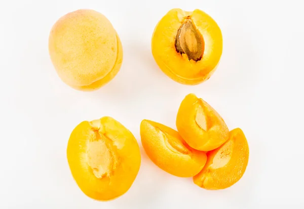 Fresh Ripe Apricots White Background — Stock Photo, Image