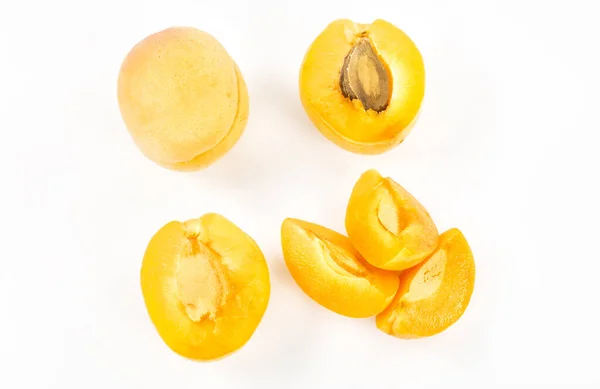 Fresh Ripe Apricots White Background — Stock Photo, Image