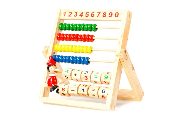 Barevné Hračky Abacus Naučit Počítat Izolované Bílém Pozadí — Stock fotografie