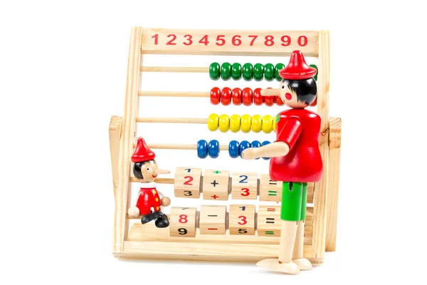 Barevné Hračky Abacus Naučit Počítat Izolované Bílém Pozadí — Stock fotografie