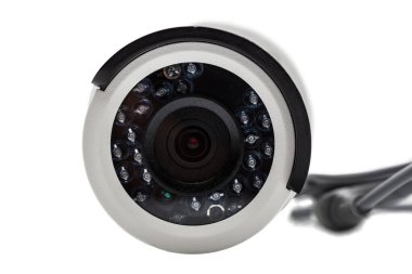 camera lens. CCTV camera on white background 