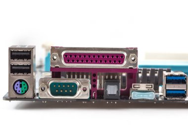 Güç bağlantı soketine sahip bilgisayar ana kartı arkaplanı