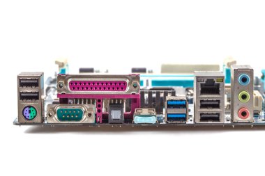 Güç bağlantı soketine sahip bilgisayar ana kartı arkaplanı