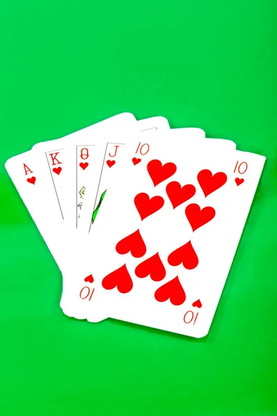 Playing Cards Green Background Selective Focus — 图库照片