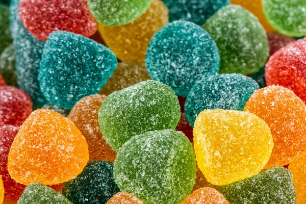 Montón Dulces Colores Surtido Sabrosos Caramelos Goma Vista Superior Dulces — Foto de Stock