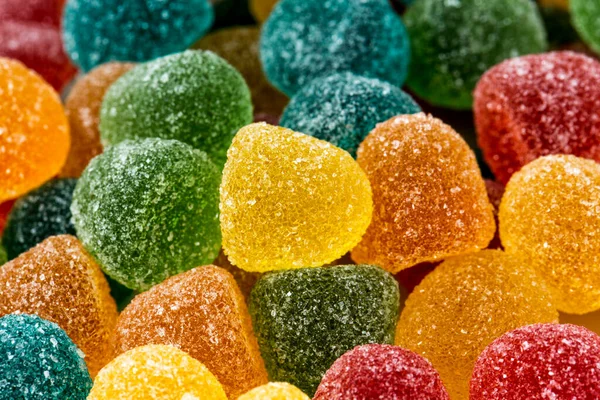 Montón Dulces Colores Surtido Sabrosos Caramelos Goma Vista Superior Dulces — Foto de Stock