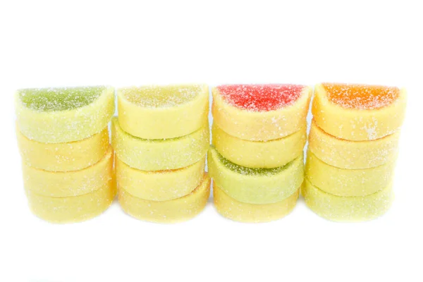 Kleurrijke Gelei Snoepjes Geïsoleerd Witte Achtergrond — Stockfoto