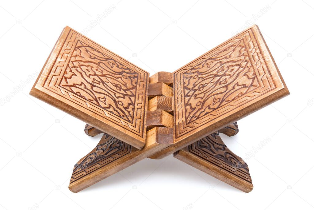 Quran Rahle - wooden stand, isolated on a white background