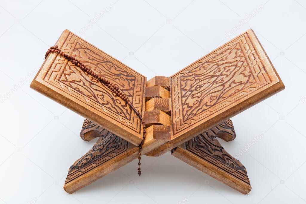 Quran Rahle - wooden stand, isolated on a white background