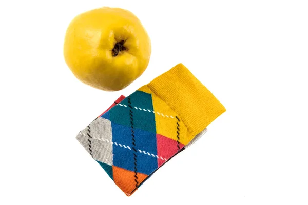 Quince Amarillo Calcetines Concepto Calcetines Lujo Calcetines Coloridos Para Hombre — Foto de Stock