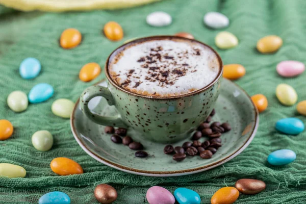 Tasse Café Cappuccino Sur Table Bois — Photo