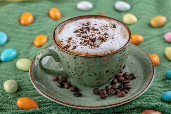 Tasse Café Cappuccino Sur Table Bois — Photo