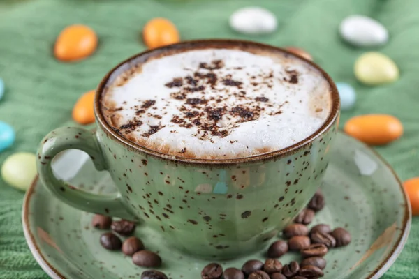 Tasse Café Cappuccino Sur Table Bois — Photo