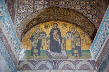 the interior of the Mosaics of Hagia Sophia in Istanbul, Turkey. 