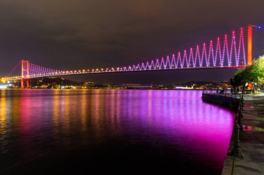 illuminated Bosphorus Bridge, Istanbul, Turkey