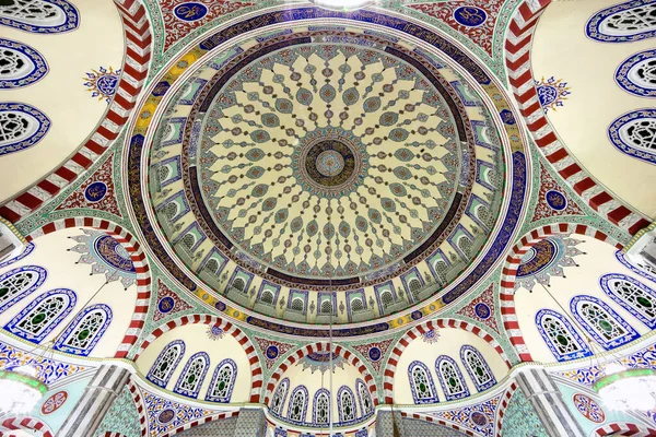 Istanbul, Turkey -August 1, 2017; Ortakoy Mosque on the Bosphorus shore at Istanbul. Interior of Ortakoy Mosque 