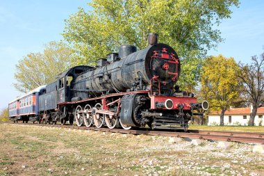 View of vintage locomotive on the railway
