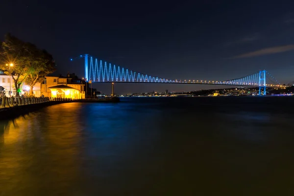 Illuminated Bosphorus Bridge Istanbul Turkey — Photo