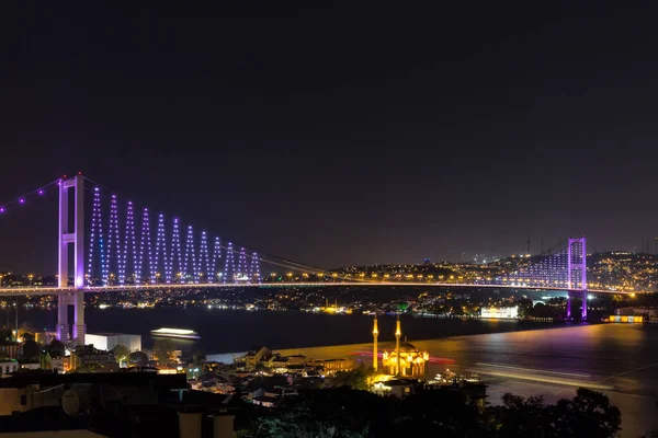 Bosphorus Panorama Bosphorus Bridge Fatih Sultan Mehmet Bridge Istanbul Turkey — Foto de Stock