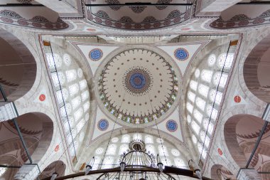 Istanbul, Turkey -August 1, 2017;  Mosque on the Bosphorus shore at Istanbul. Interior of Mosque 
