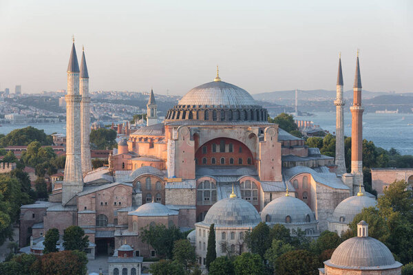 Hagia Sophia or Ayasofya (Turkish), Istanbul, Turkey. It is the former Greek Orthodox Christian patriarchal cathedral, later an Ottoman imperial mosque and now a museum.