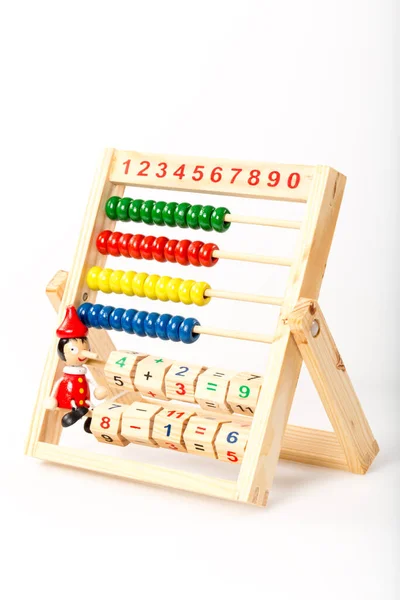 Wooden Abacus Toy White Background — Stockfoto