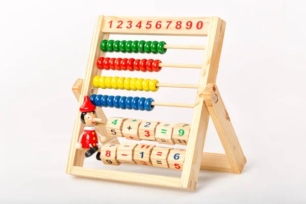 Wooden Abacus Toy White Background — Stock Photo, Image
