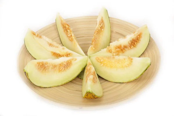 Slikket Melon Hvit Bakgrunn – stockfoto