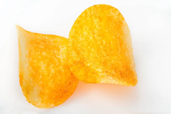 Potatis Chips Isolerad Vit Bakgrund — Stockfoto