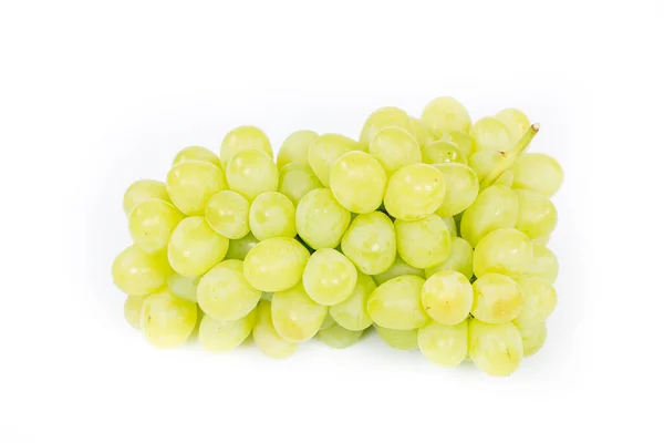 Zielony Świeże Dojrzałe Winogrona Zbliżenie Białym Tle — Zdjęcie stockowe