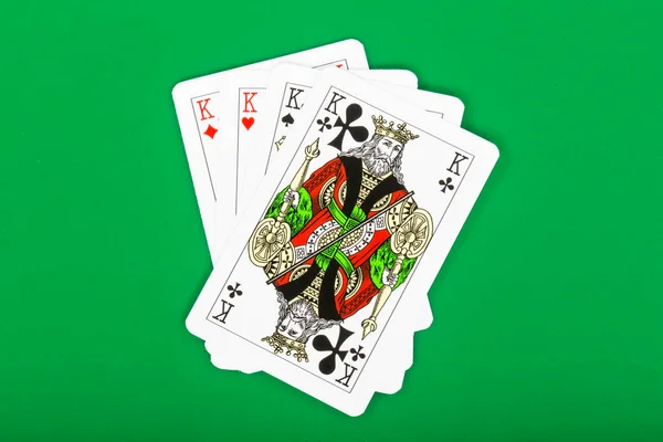 Jogar Cartas Com Fundo Verde — Fotografia de Stock