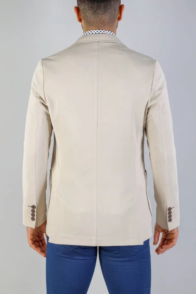 Stylish Man Jacket Zipper White Background — Fotografia de Stock