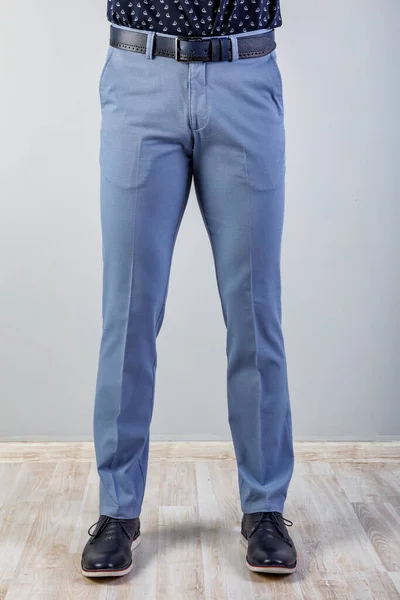 Man Jeans Black Trousers White Background — Fotografia de Stock