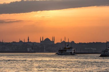Ayasofya, İstanbul. Bizans mimarisinin dünyaca ünlü anıtı. St. Sophia Katedrali manzarası. Ayasofya Müzesi (Ayasofya Sophia), İstanbul, Türkiye.