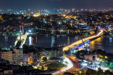 Barselona şehrinin gece manzarası, İspanya